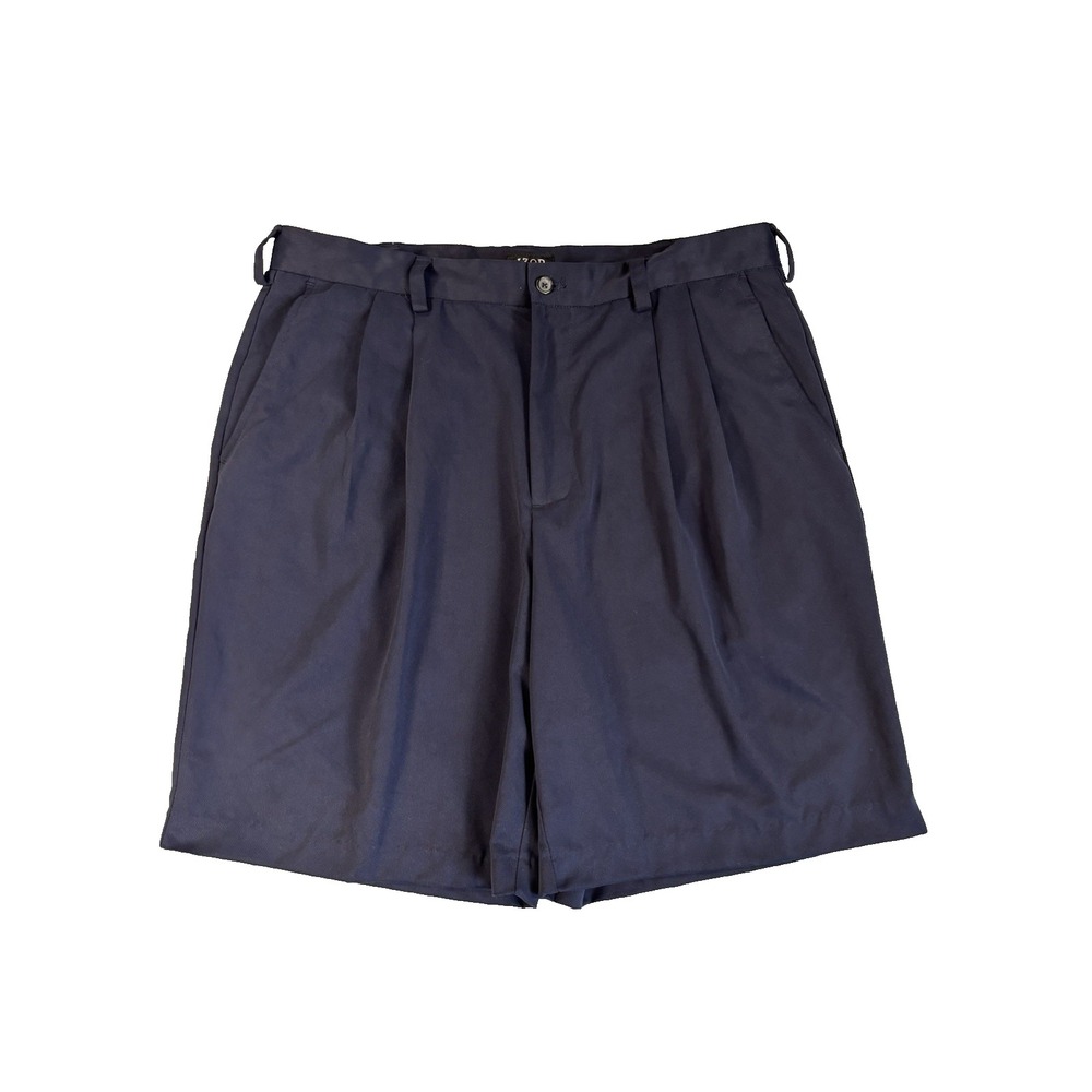 Izod Golf Shorts Men's 36 Pleated Navy Blue Old Money Academic Athleisure Preppy